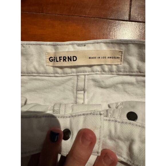 GRLFRND The Cassidy Mid Rise Straight Jeans White Raw Hem Size 26 - Picture 4 of 15